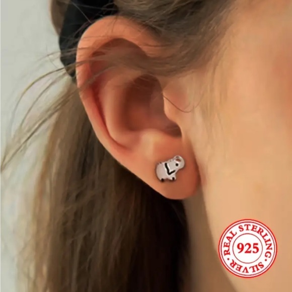 Sterling Silver Elephant Stud Earrings - Picture 2 of 6